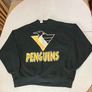 Vintage Locker Line Pittsburgh Penguins Hockey Sweater Pullover Black Size XXL